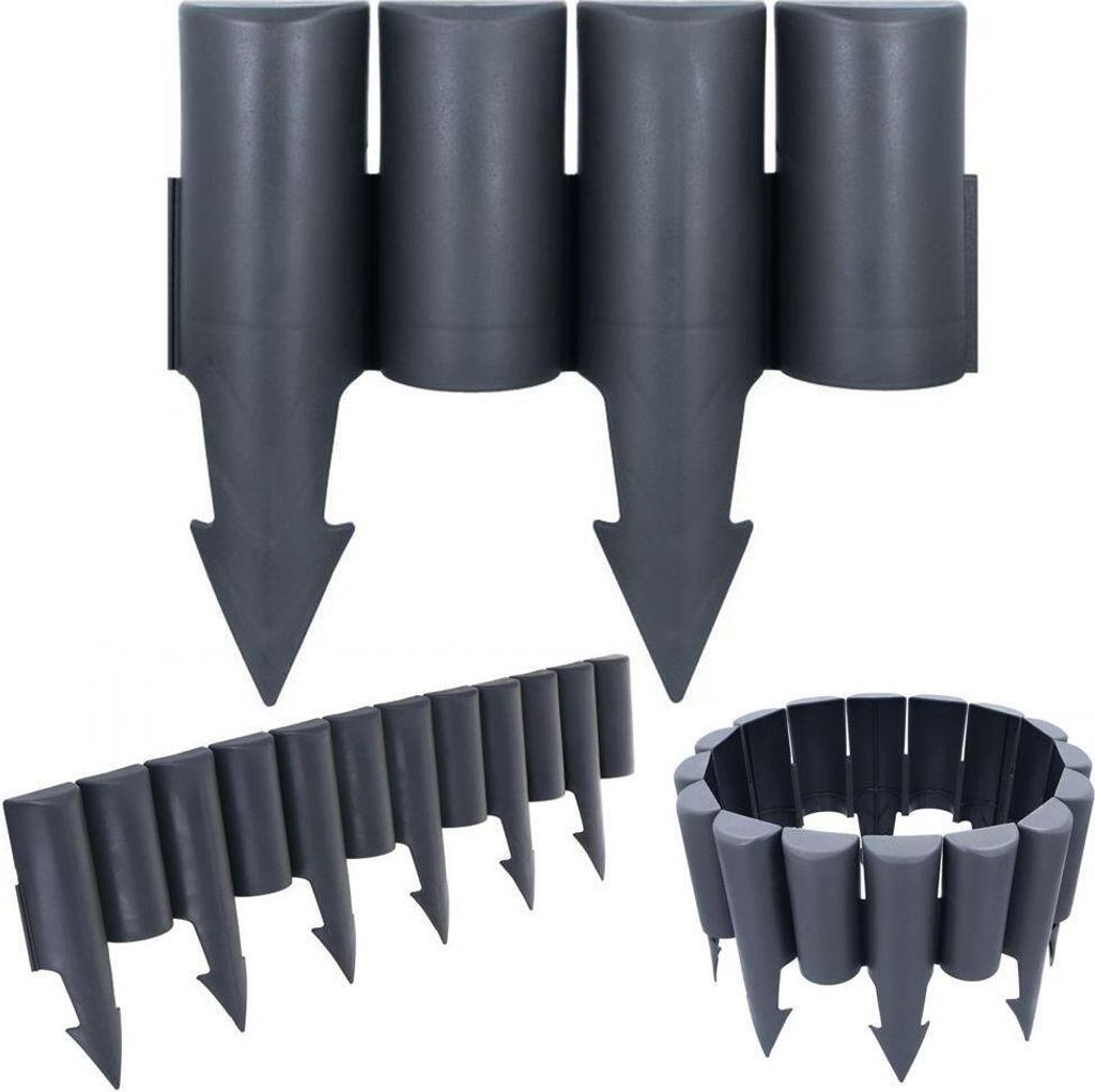 Vilde Palisade Gartenzaun Umrandung für Rasenbeete Umrandung Graphit 25 cm