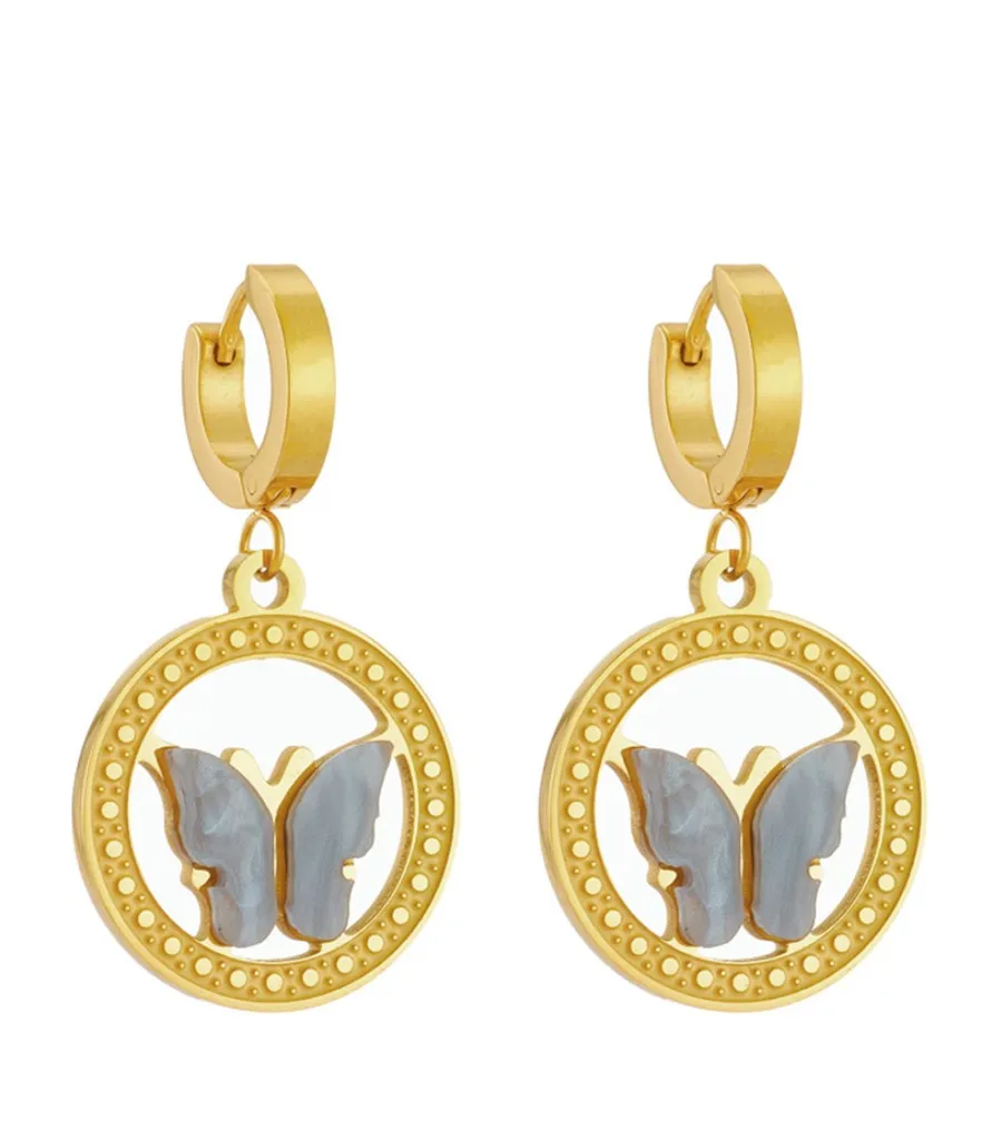 Orecchini pendenti europei con tre farfalle esagerate per gioielli con orecchini lunghi con nappa color oro con temperamento femminileNützlich und praktisch