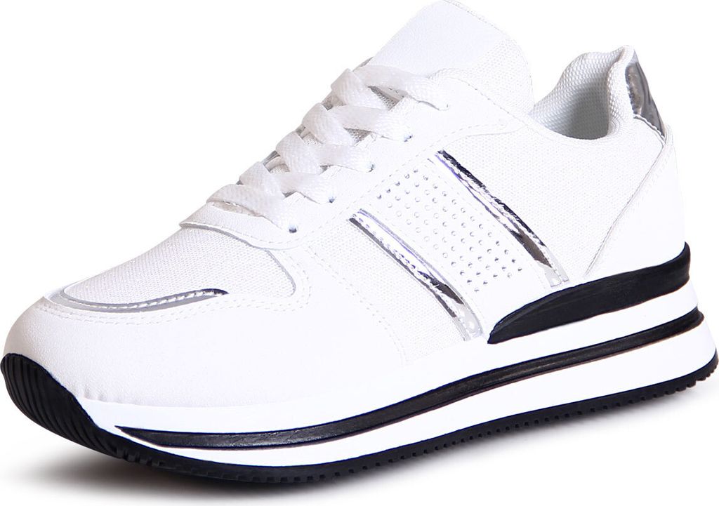 topschuhe24 2693 Damen Plateau Sneaker Glitzer Halbschuhe , Farbe:Weiß, Größe:39 EU