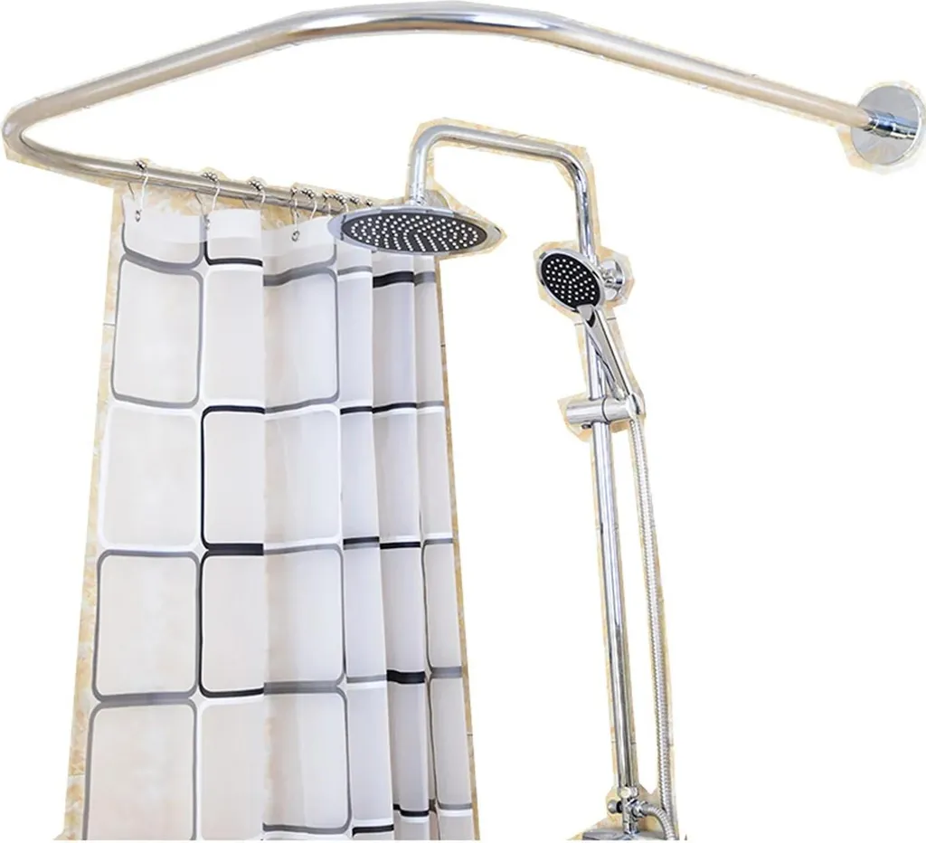 Asta Tenda Doccia a U Bianca Senza Fori - Bastone Angolare Professionale