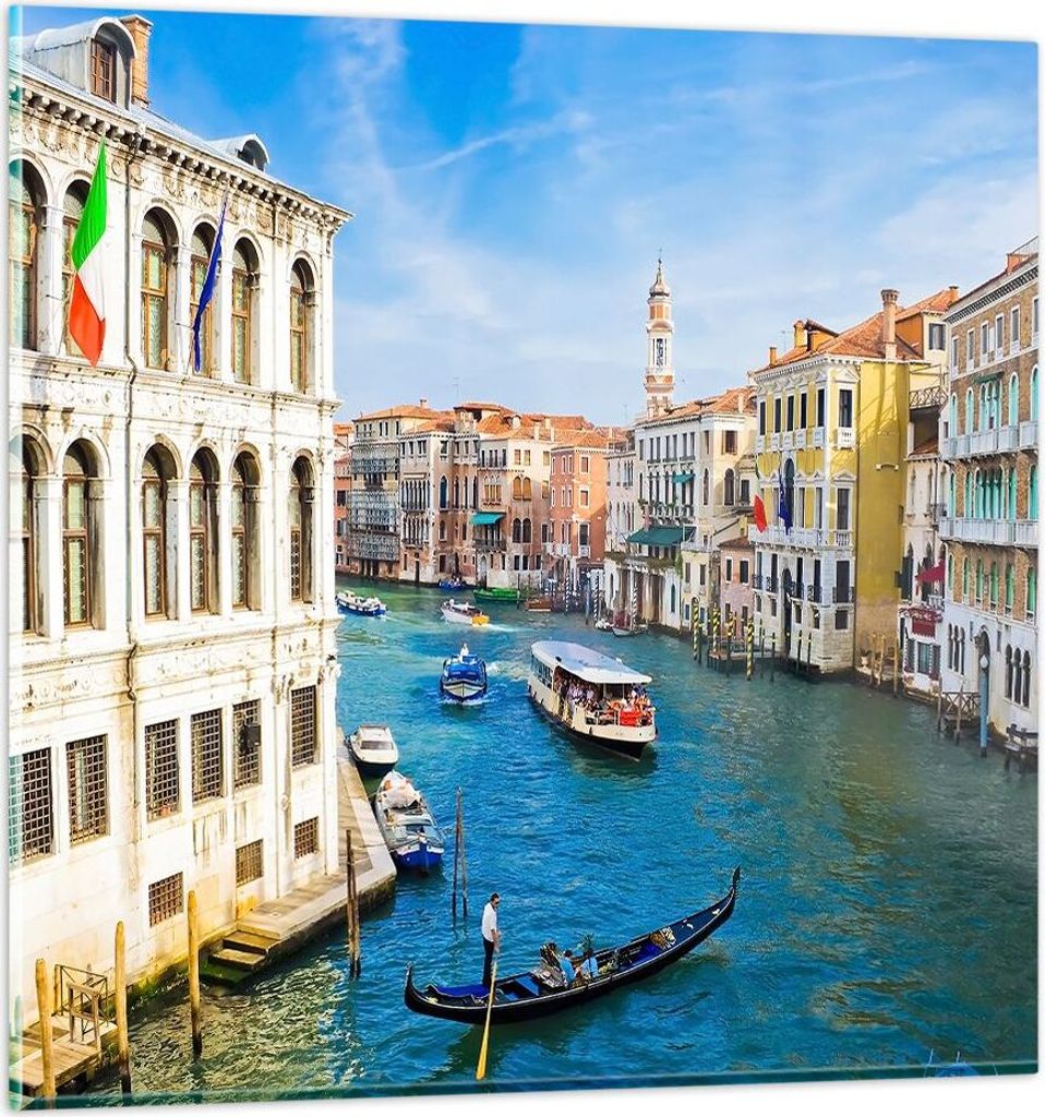 Bilder auf glas - Venedig Kanal Kreuzfahrt Gondel - 30x30cm - Glasbilder - Wandbilder - Kunstdruck - zum Aufhängen bereit - Wanddekoration aus Gla...
