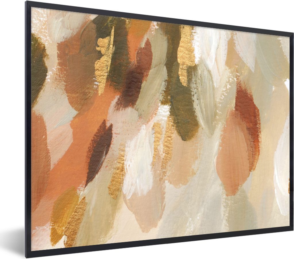 MuchoWow Gerahmtes Poster Farbe - Gold - Rot 80x60 cm - Poster mit Schwarzem Bilderrahmen Wandposter Rahmen Foto Bilder - Schwarzem - Mit Gestell