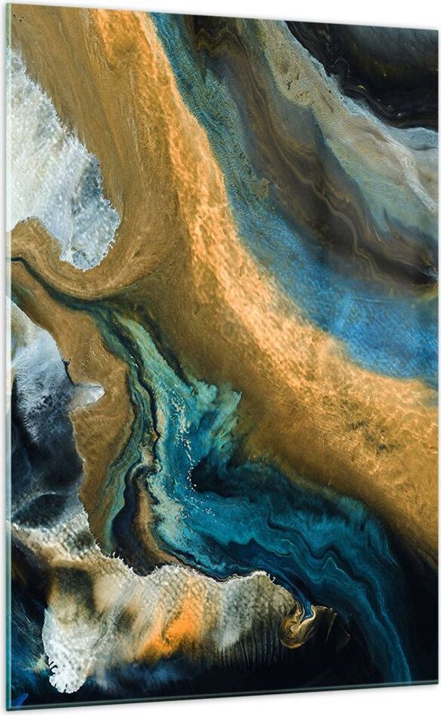 Bilder auf glas - Einteilig - Abstraktion verschüttet Gold - 70x100cm - Glasbilder - Wandbilder - Bilder - Wanddekoration aus Glas - Glas Bilder -...
