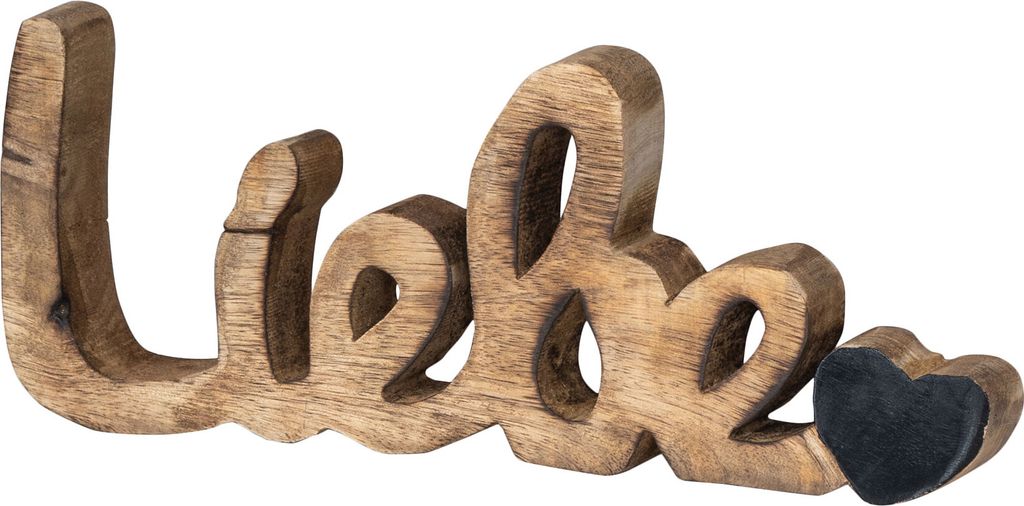 Schriftzug Liebe L26cm Mango Natur Schwarz Holz Buchstaben Produktbild 