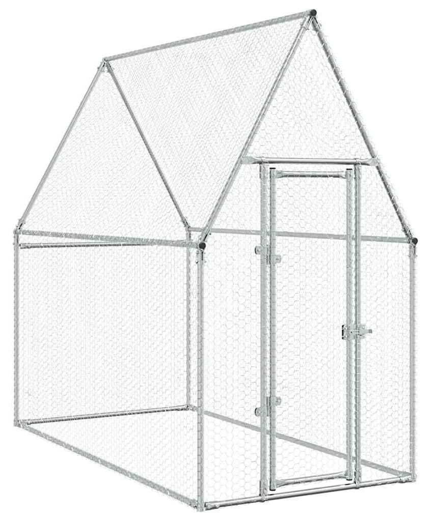 vidaXL Klec pro kuřata stříbrná 200x100x190 cm Pozinkovaná Obrázek produktu 