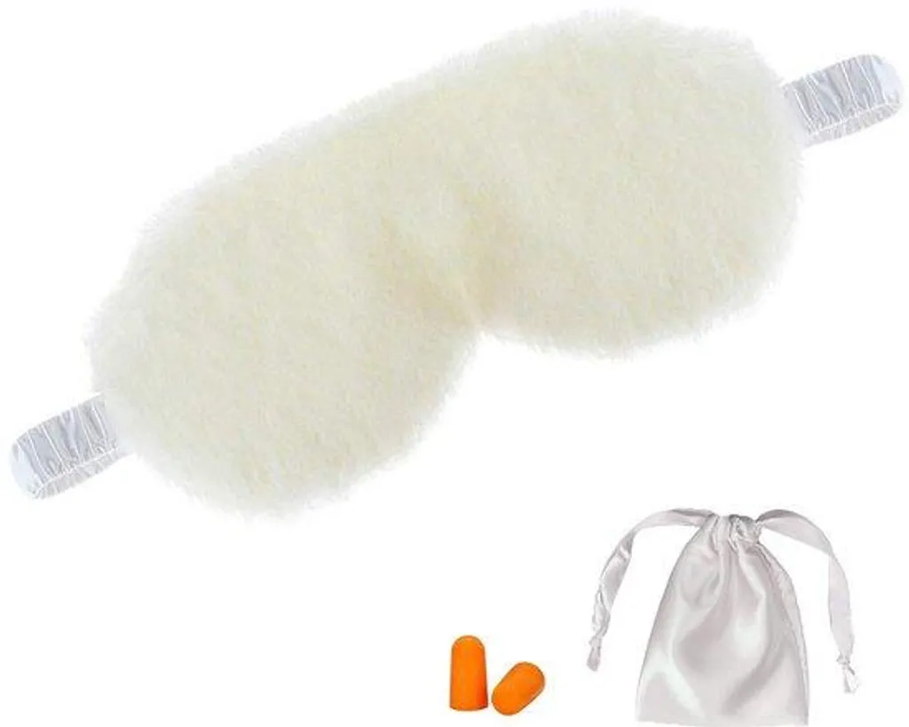 Masque de sommeil blanc ultra-doux avec kit complet pochette et bouchons