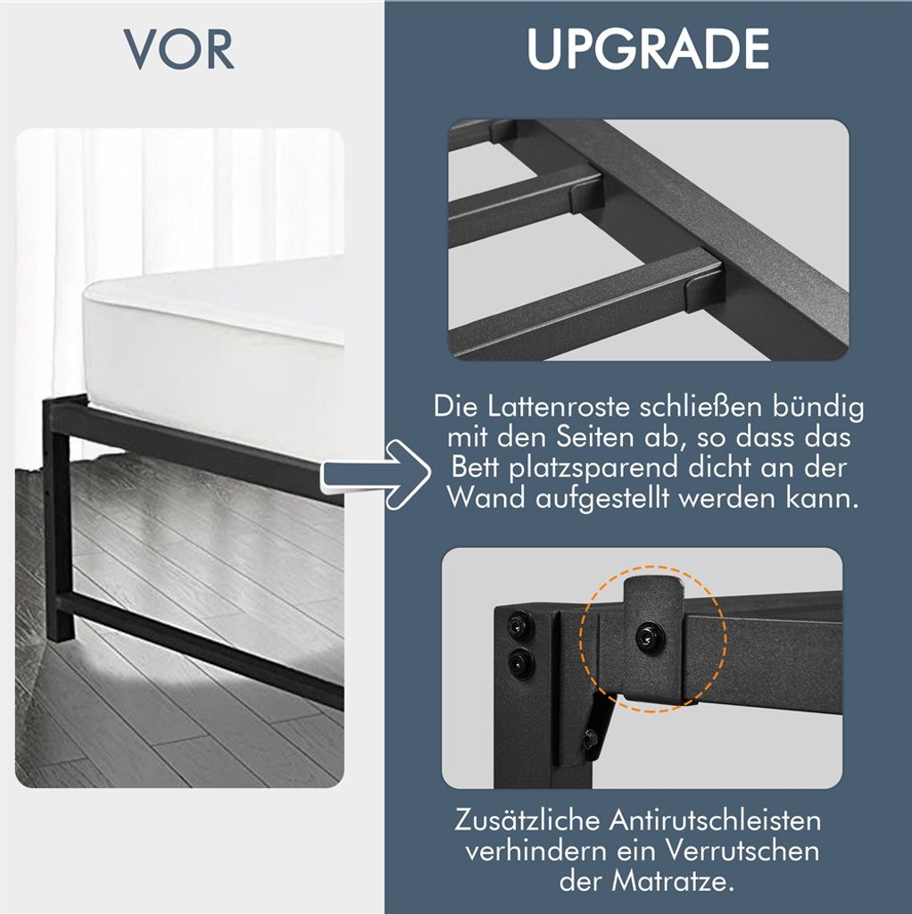 Yaheetech Bettrahmen 36cm H Metallbett mit Lattenrost, Produktbild 9