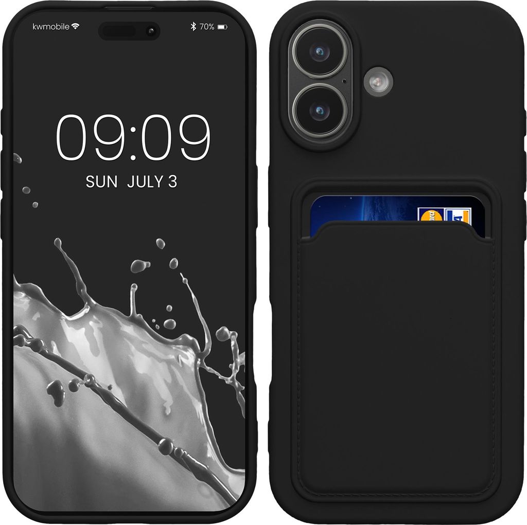 kwmobile Handyhülle kompatibel mit Apple iPhone 17 Hülle - Handy Cover mit Fach für Karten - in Schwarz