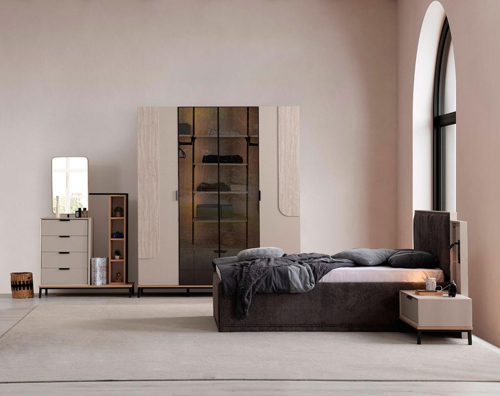 Schicke Schlafzimmer Garnitur Designer Doppelbett Nachttische Schrank