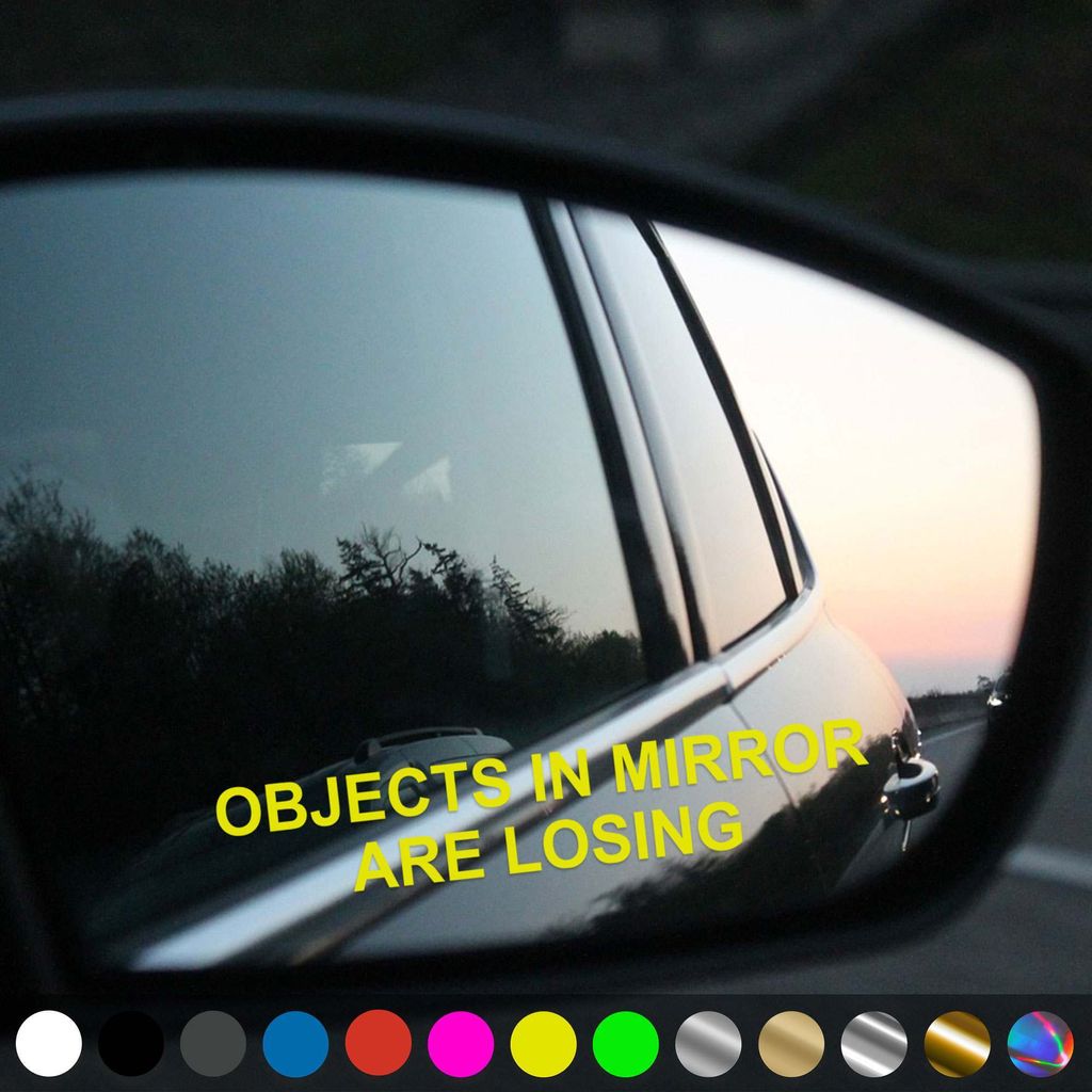 PantherPixel Objects In Mirror Aufkleber Rückspiegel Are Losing Sticker Auto Geschenkidee Farbe Neon-Gelb