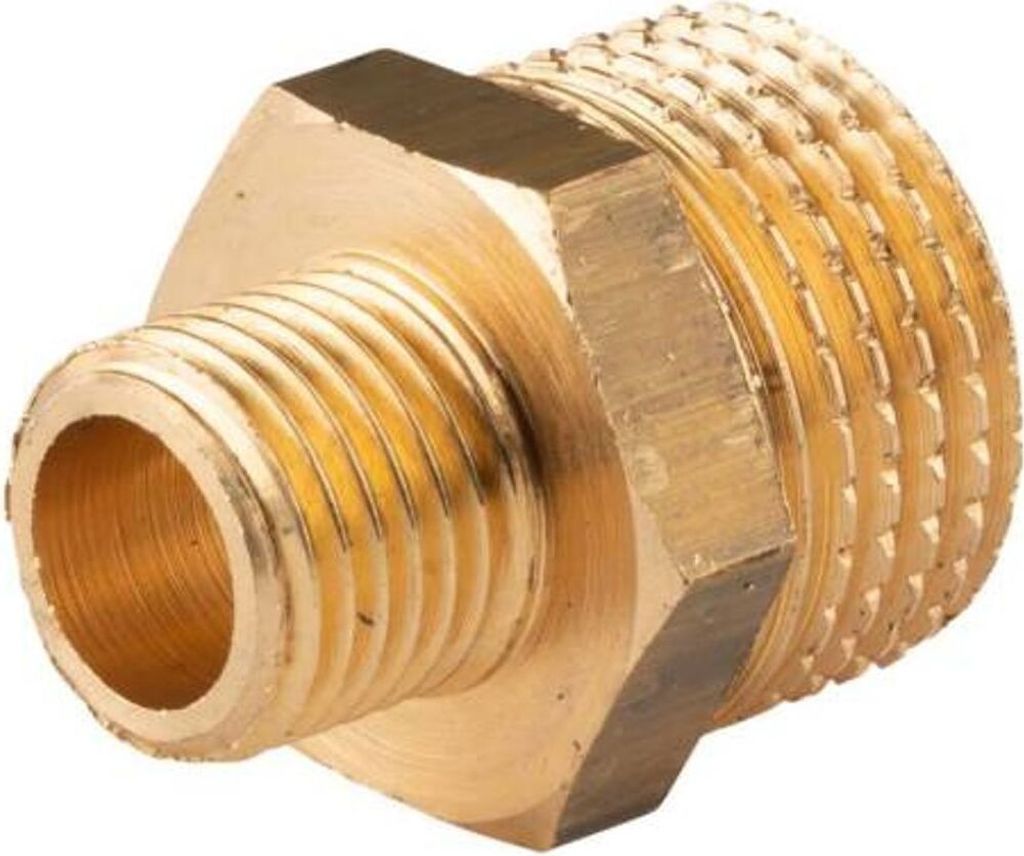 Messing Gewinde-Fitting Reduziernippel 1/2'AG (DN 15) - 3/8'AG (DN 10) - schwere Ausführung
