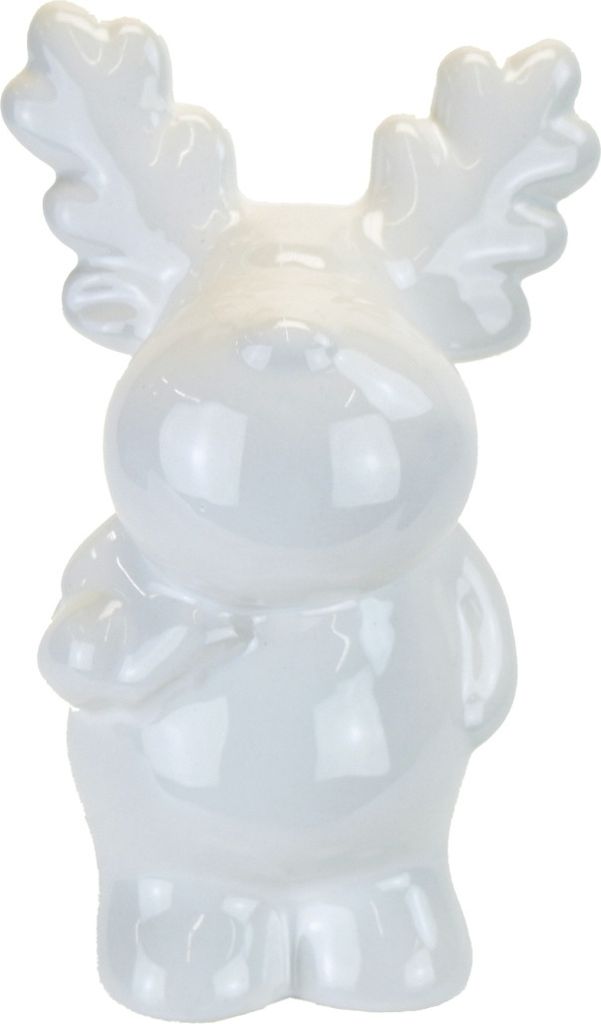 Weißes Rentier aus Keramik 11 cm