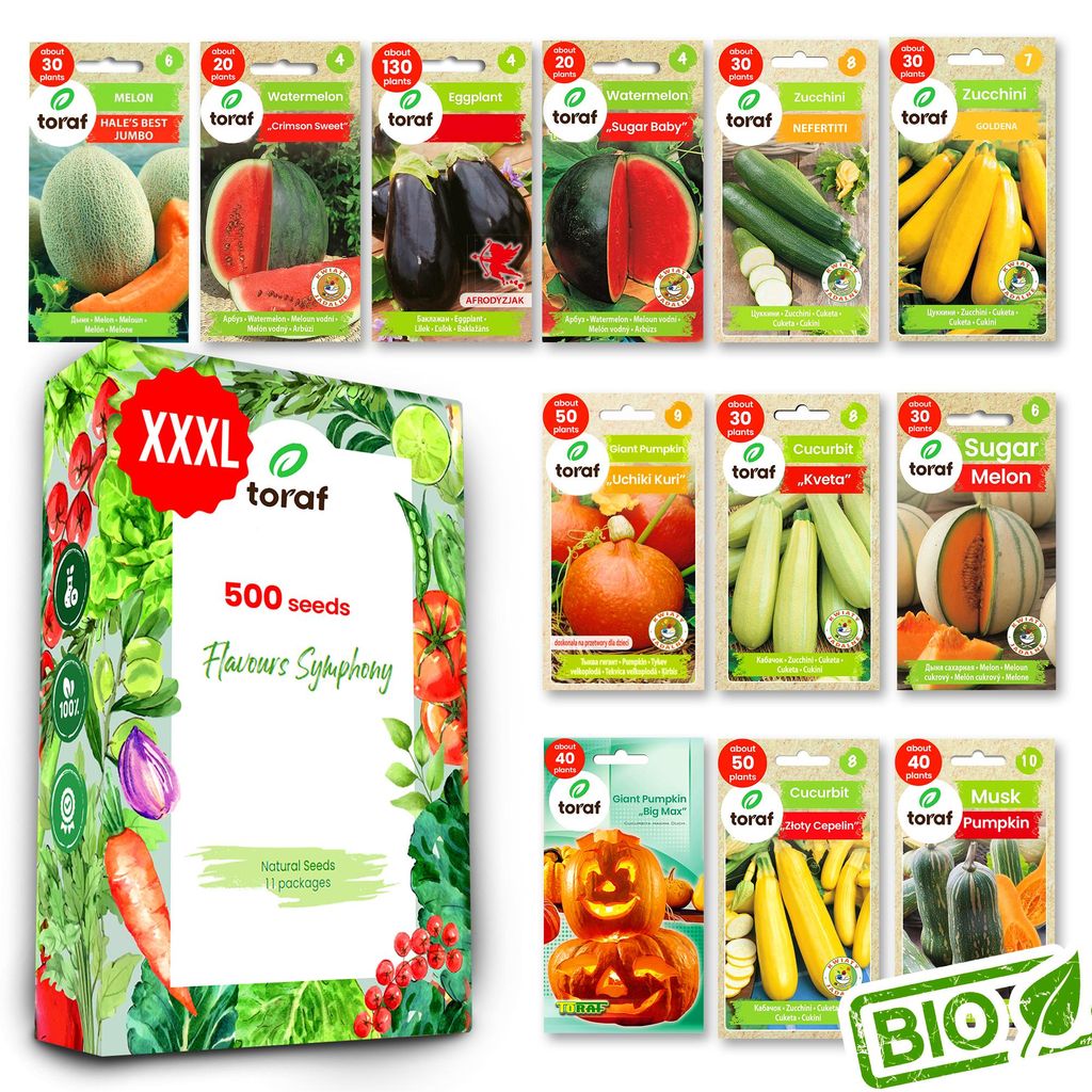 Toraf semená zeleniny XXL set 500 semien 12 druhov tekvica Obrázok produktu 