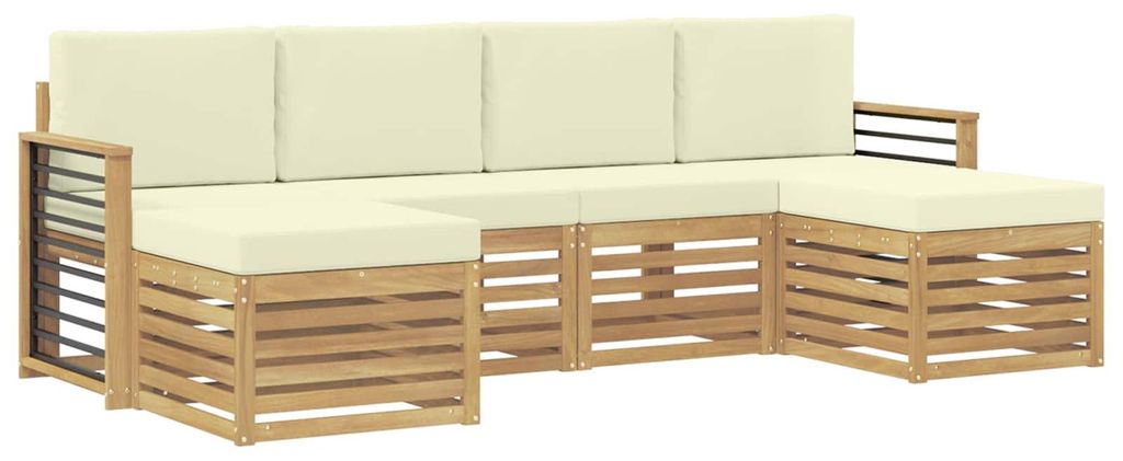 vidaXL Outdoor-Sofagarnitur 6 pcs Weiß und Creme 249 x 122,5 x 73 cm