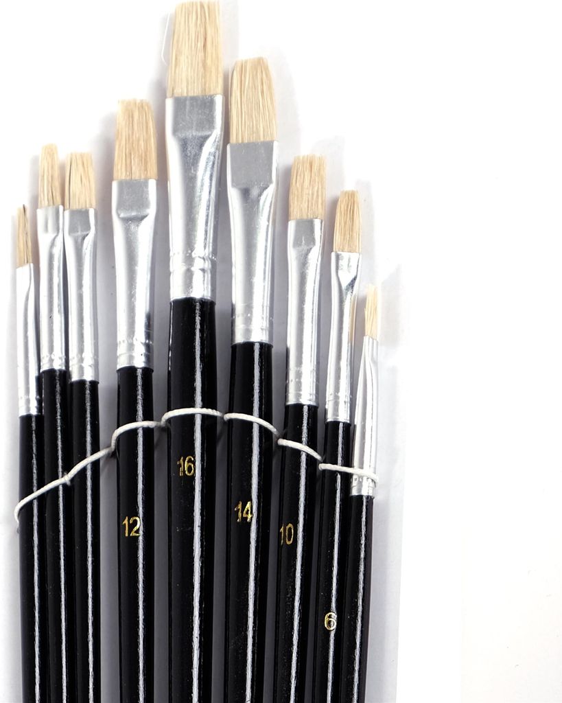 9 tlg. Malpinsel Set | eckig, Aluminium, versch. Größen | Produktbild 