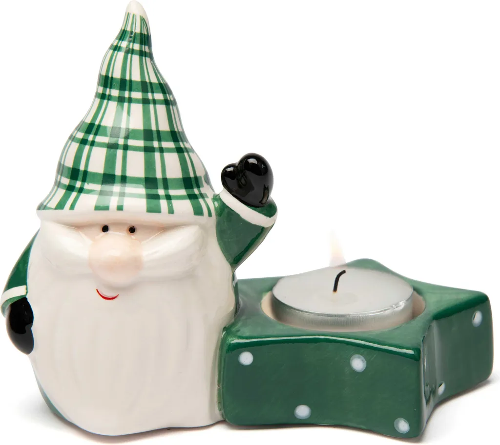 Excelsa Bougeoir Green Winter en Céramique Verte pour Déco de Noël