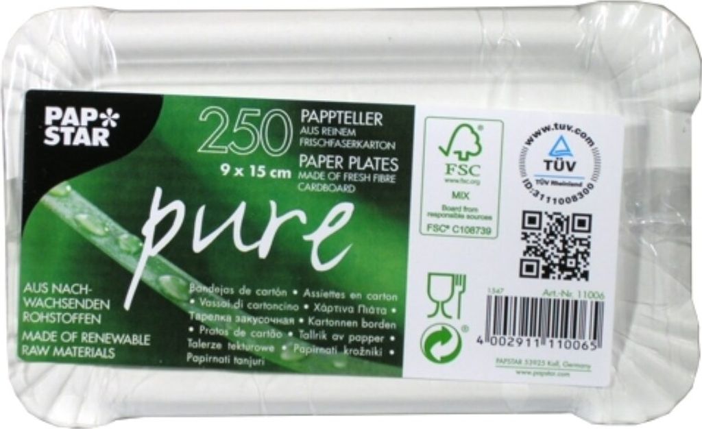 Papstar pure, Płyta, Prostokątny, Papier, Biały, Zdjęcie produktu 