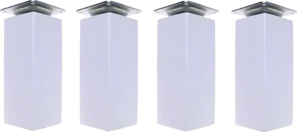 4x Möbelfüße Holz 12 cm weiß lackiert quadratisch 5x5 cm Produktbild 
