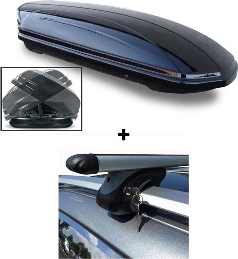 Skibox VDP-MAA580 DUO Relingträger Alu kompatibel mit für Citroen C5 Break (Kombi) TD 05-07 Schloss