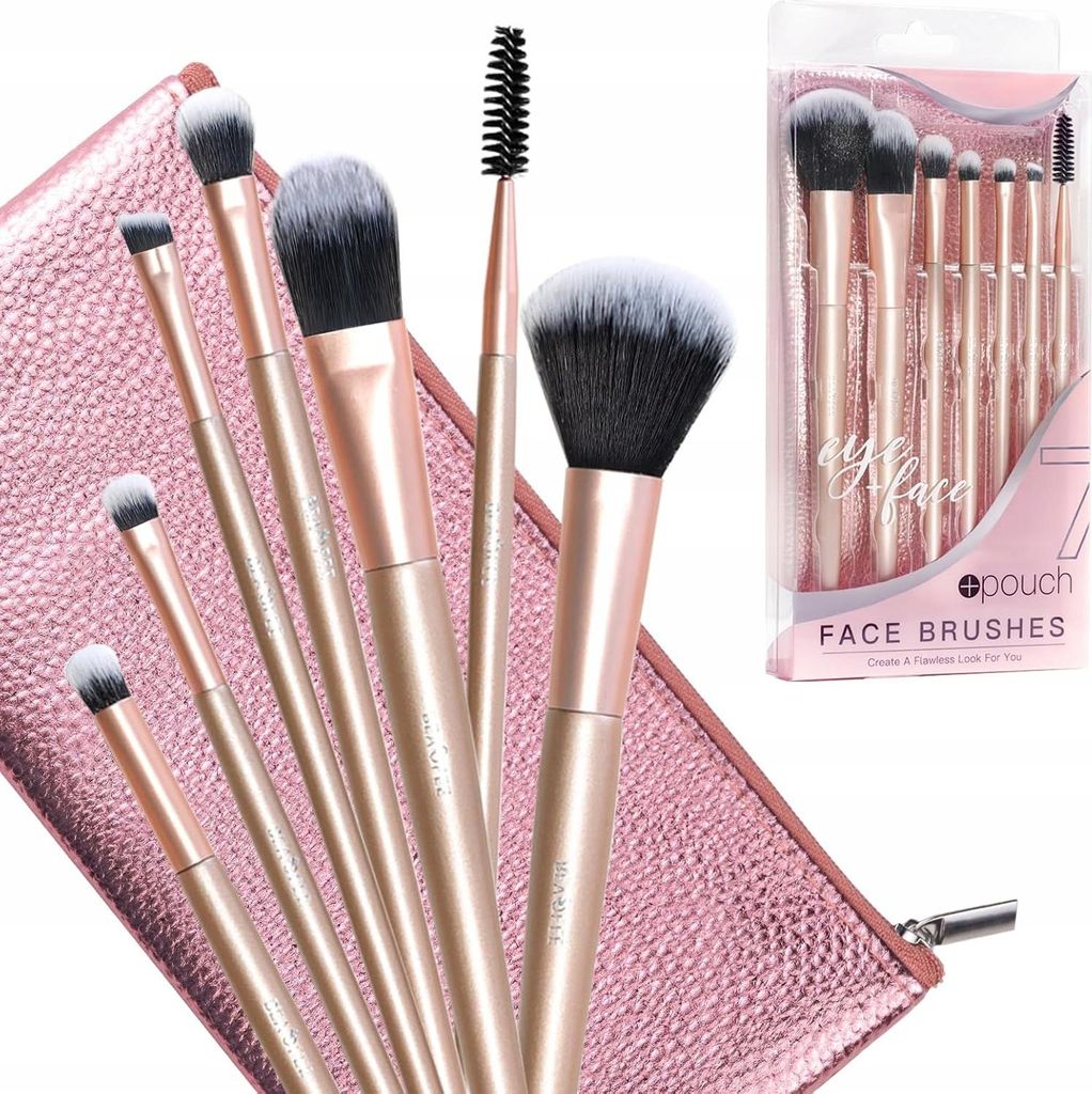 Make-Up-Pinsel-Set 7-Teilig Mit Etui Premium Synthetikfaser