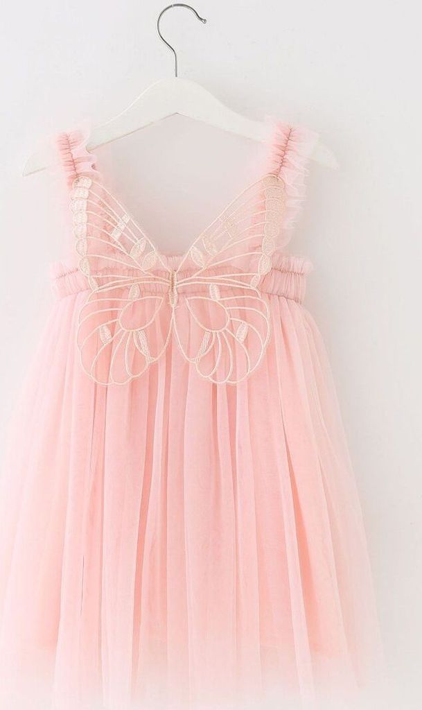 Kleider für Kinder Mesh Kleid Puffy Rock Schmetterling Flügel Party Kleid Sommerliche Sommerkleider, Farbe: Hellrosa, Größe:100cm