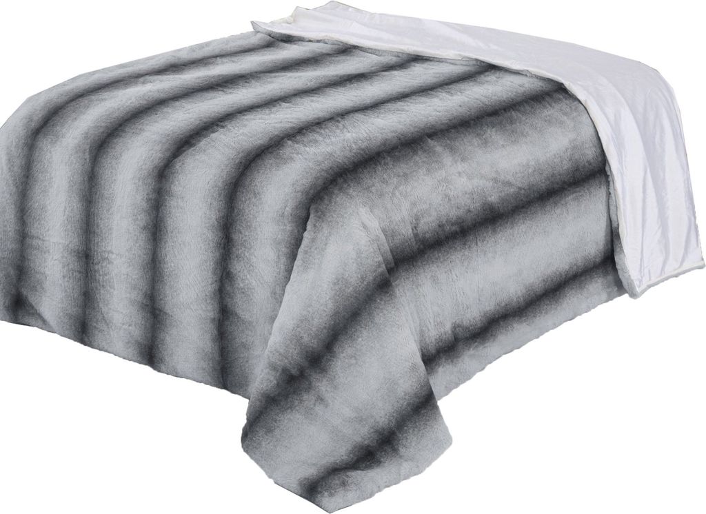 Kuscheldecke Wolldecke Kunstfell Grau flauschig weich 150x200 cm Wohndecke Decke Tagesdecke