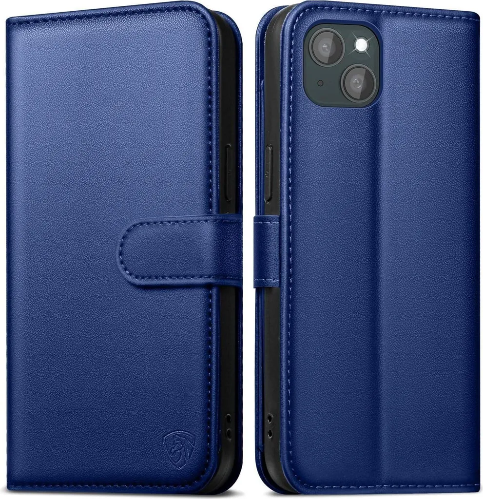 EASDNB Custodia iPhone 14 Blu Royal con Vetro Blindato e Blocco RFID