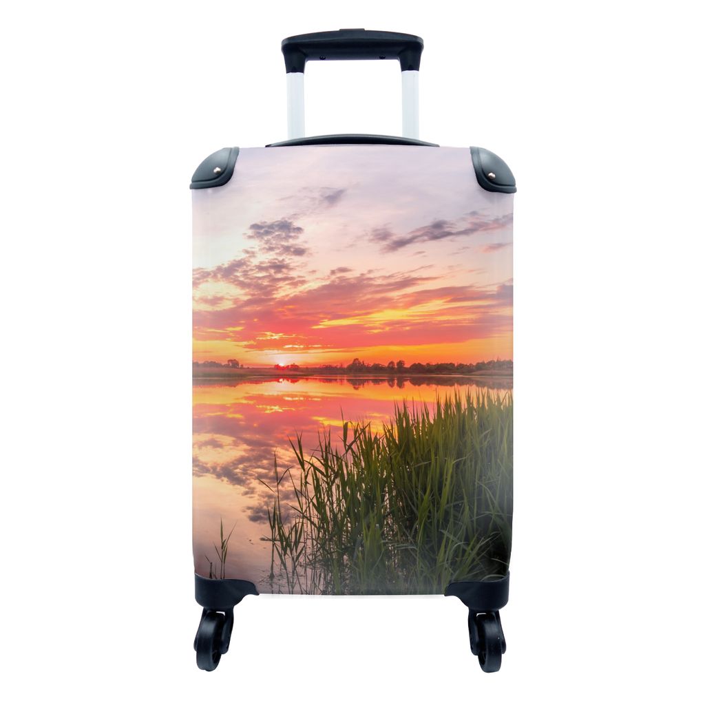 MuchoWow Koffer Handgepäck Trolley Rollkoffer Kleine Reisekoffer mit 4 Rollen - Wasser - Luft - Natur - Cabin Size < 55x40x23 cm & 55x40x20 cm -...