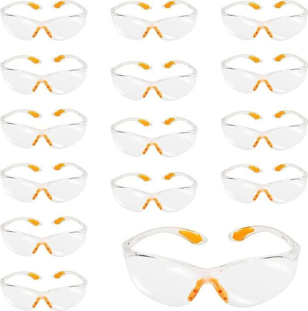 Schutzbrille, 15 Stück, für Heimwerker, Arbeiten, kratzfeste Schutzbrille, Radfahren, Kunststoff-Überbrille für Gartenarbeit, Malerei, Labor