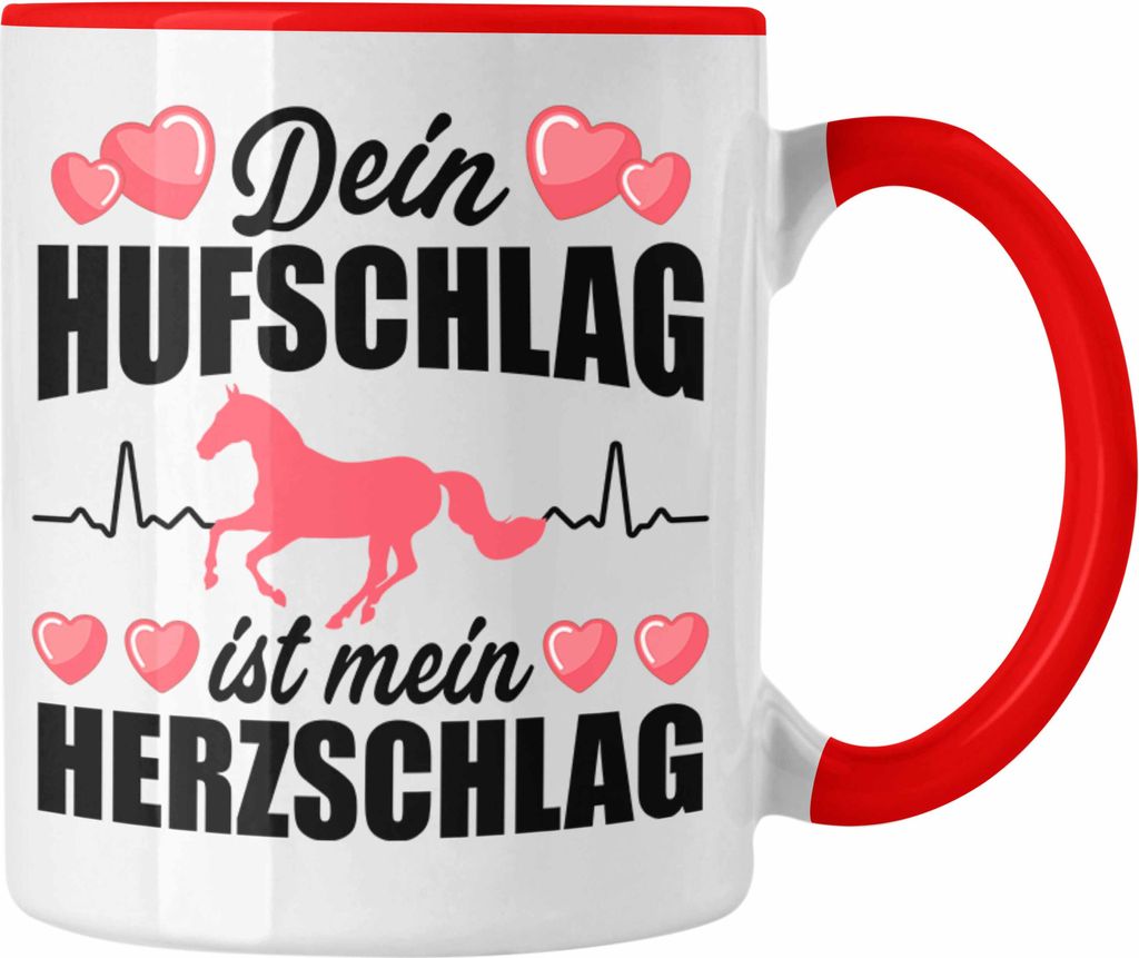 Trendation - Pferde Tasse Geschenk Mädchen Spruch Reiten Geschenke Pferd Kaffeetasse für Reiterin Pferdeflüsterer Erwachsene (Rot)