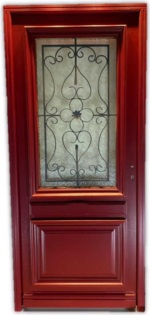 Porte d'entree Bois vitree, Canada Rouge RAL3004, H215 x Image du produit 