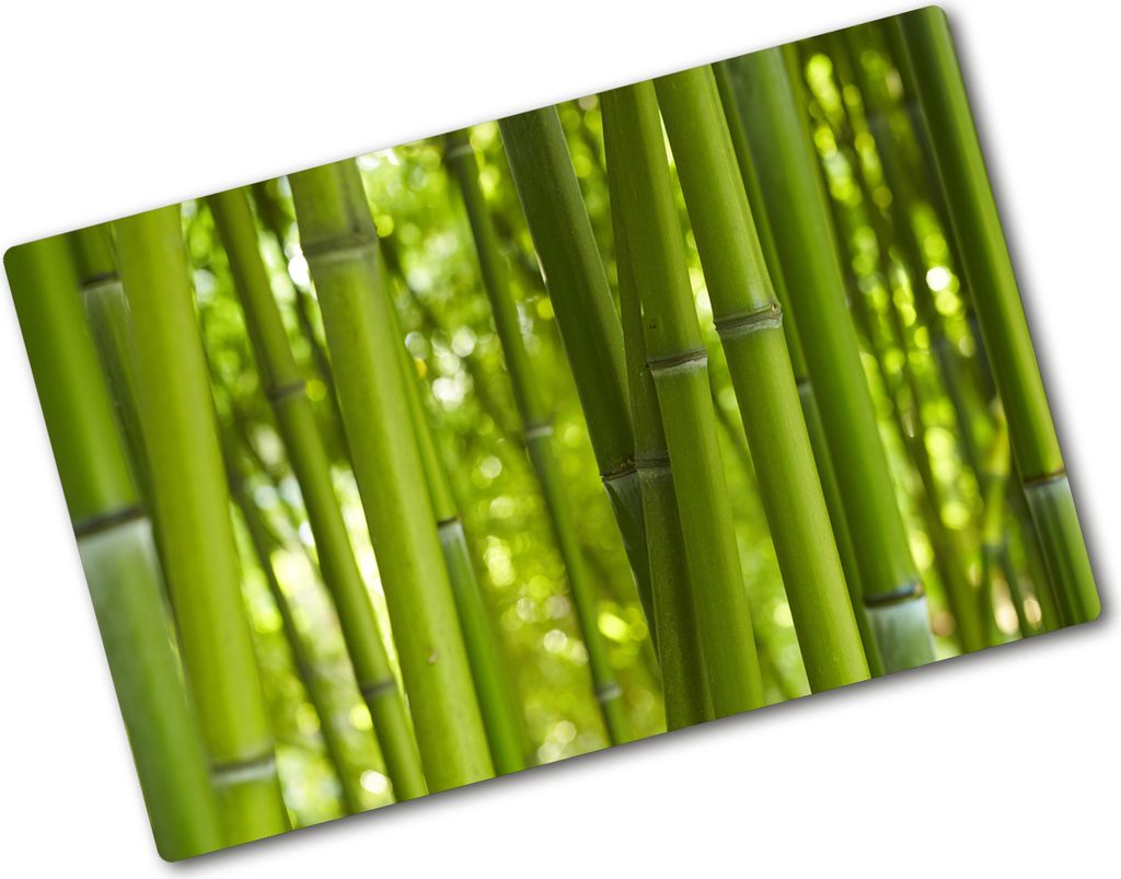 Tulup Glas Herdabdeckplatte - 80x52 cm - Glaskeramikkochfeld-Abdeckung Spritzschutz Glasabdeckplatte - Einteilig - Blumen & Pflanzen - Bambus - Grün