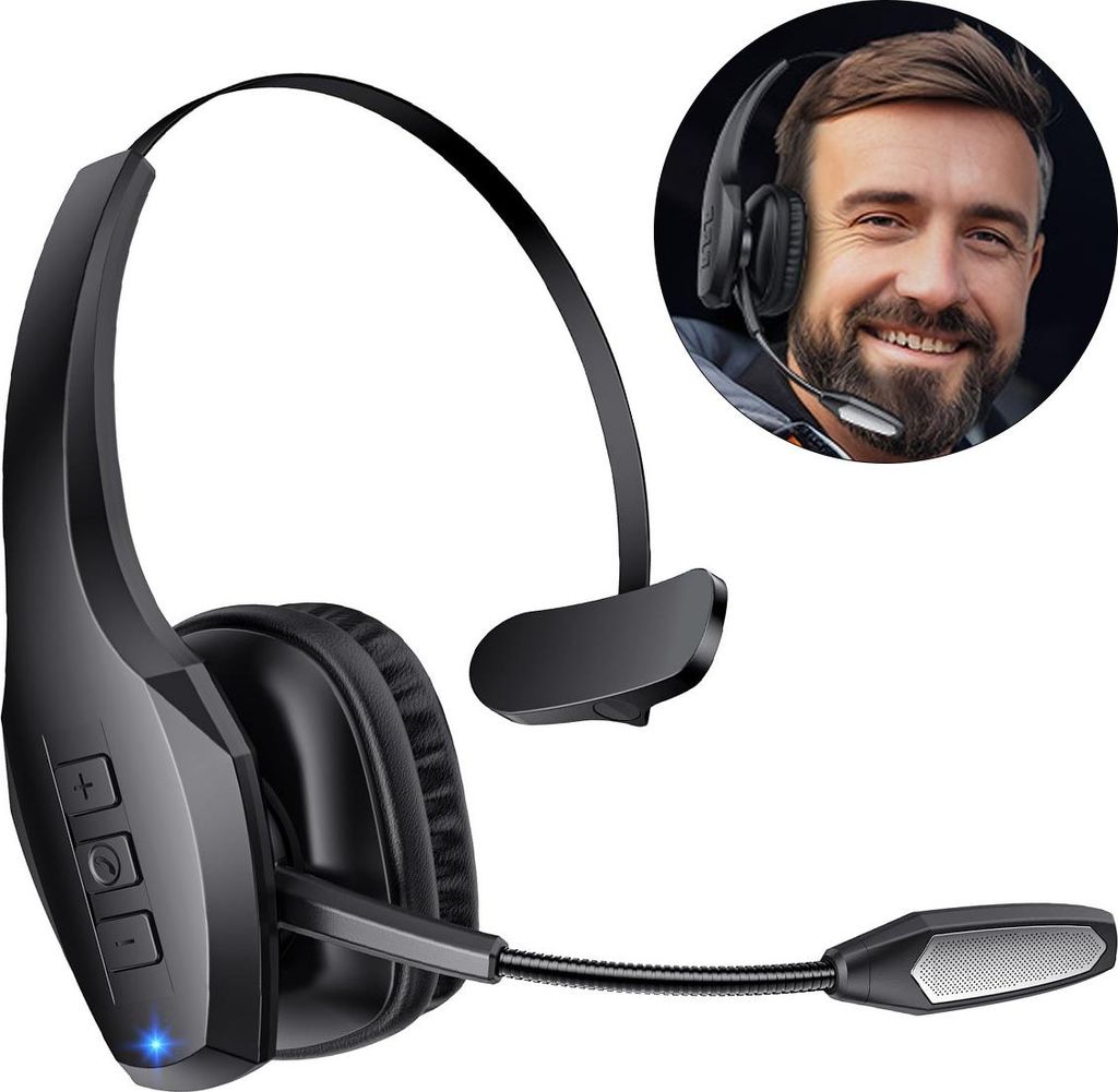 Bluetooth-Headset speziell für LKW-Fahrer, 2 Mikrofone mit Geräuschunterdrückung, 55h Akkulaufzeit