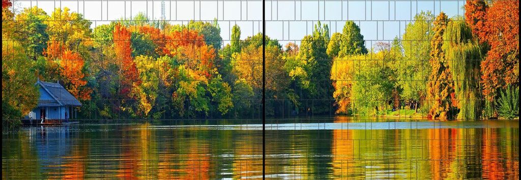 Bedruckter Sichtschutz PANORAMA XL Blätterwald Foto-Motiv 5,0m x 1,8m