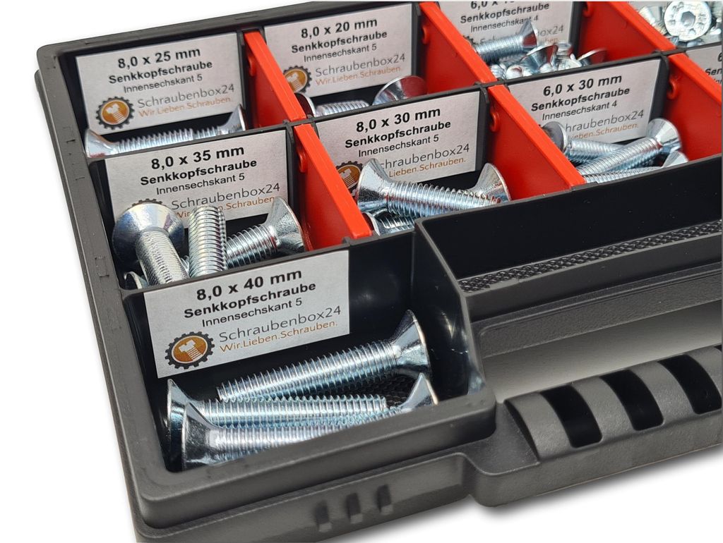 Senkkopfschrauben Sortiment M6-M8 // 10mm-40mm 105 tlg. Produktbild 3