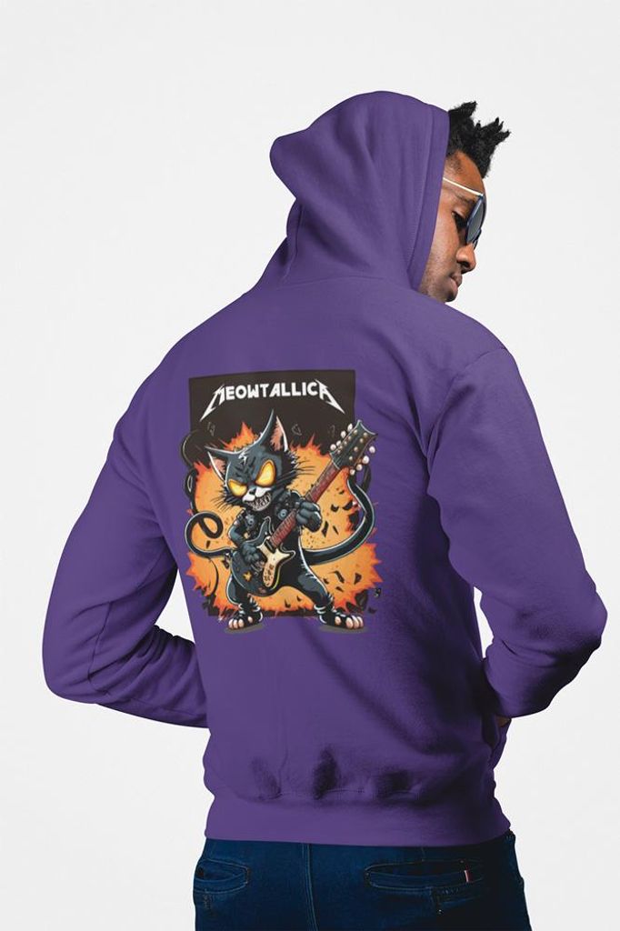 D&B Uni Hoodie ZIPZN00013 Meowtallica Lila-Größe S