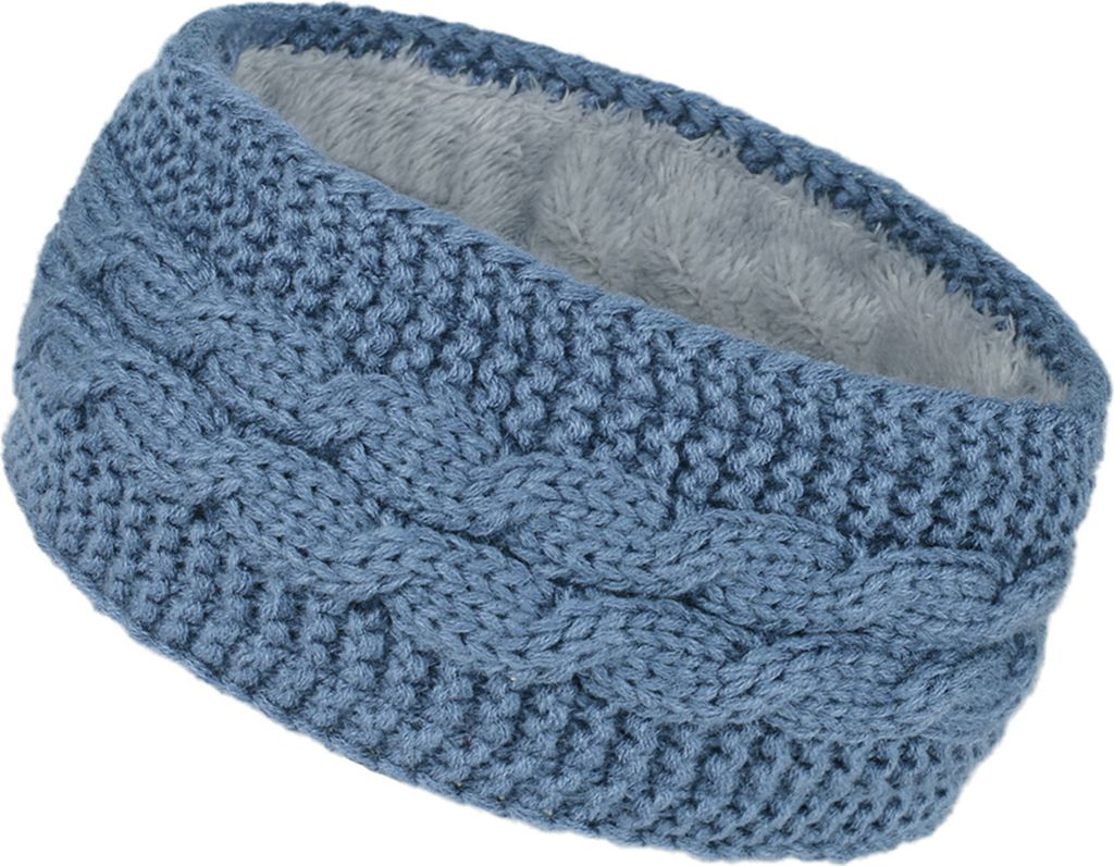 Winter-Stirnband für Damen, flauschiges Fleece-gefüttertes Ohrenwärmer, Zopfmuster, dickes, warmes Häkel-Stirnband, einfarbig, Strick-Haarband
