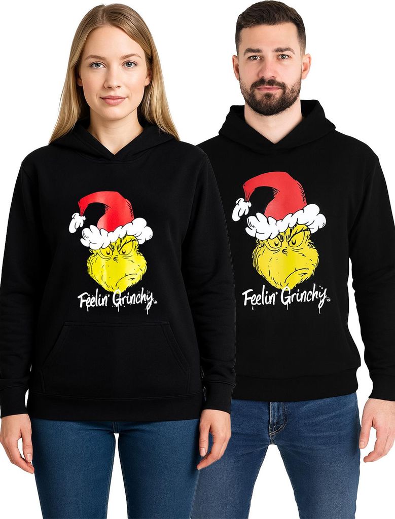 The Grinch Hoodie für Herren und Damen - Kapuzenpullover Uni Sweatshirt Pullover mit Kapuze Schwarz XL