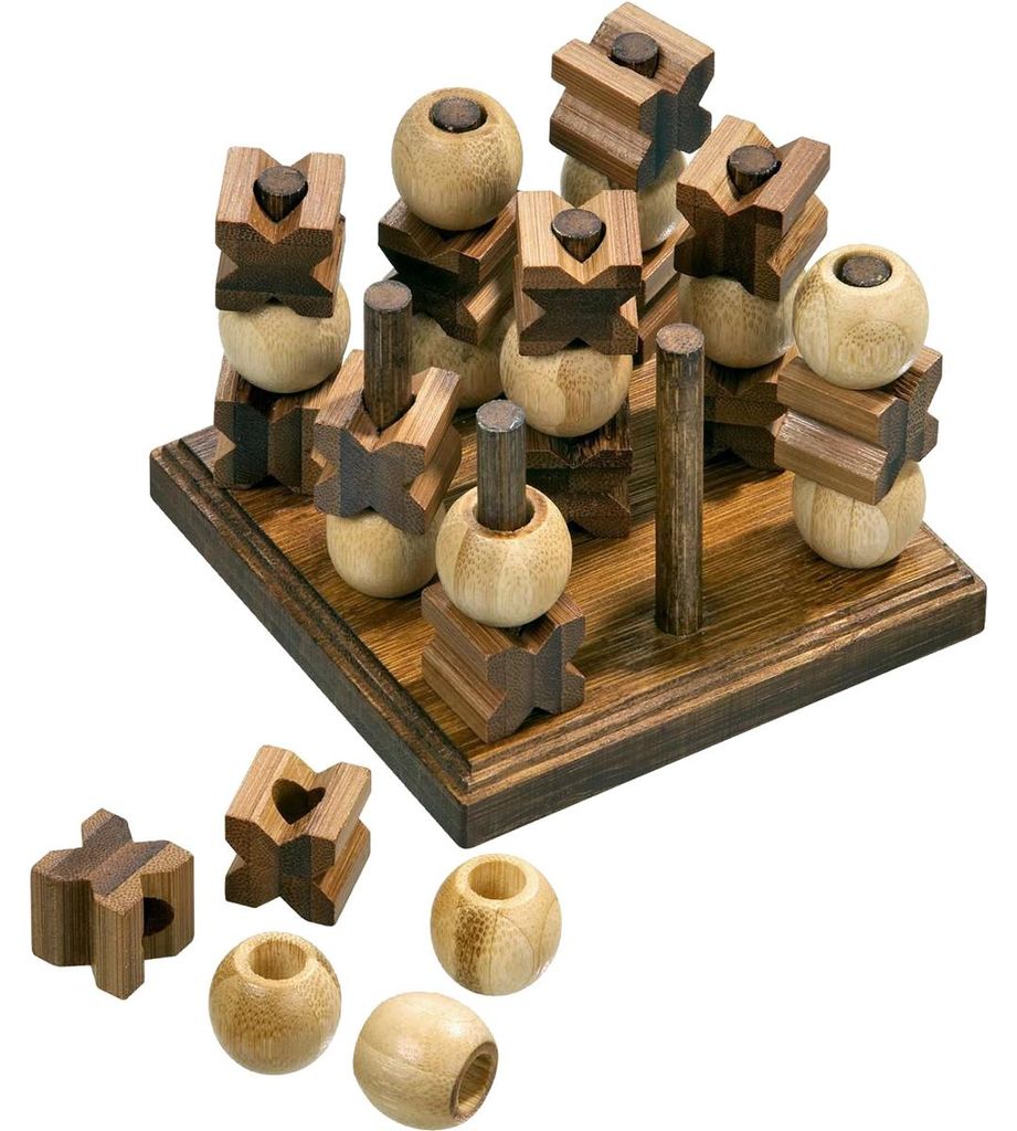 Tic Tac Toe 3D aus Bambus – Strategiespiel für 2 Personen Produktbild 
