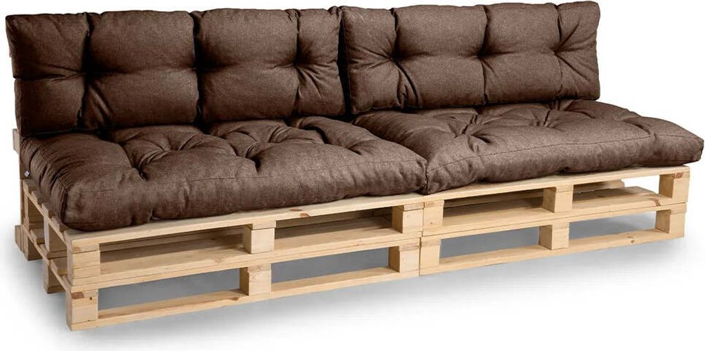 Palettenkissen, Gartensofakissen, Sitzkissen, N_PPI (2x Set Sitzkissen 120x80 + Rückenlehne 120x40, Braun)