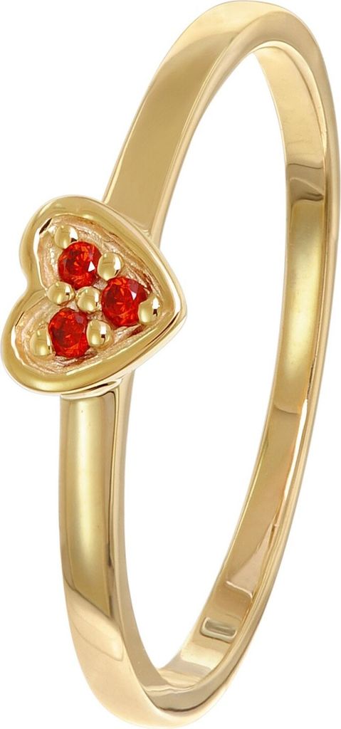 trendor 41539 Damenring Gold 333/8K Herz Mit Roten Zirkonias, 50/15,9