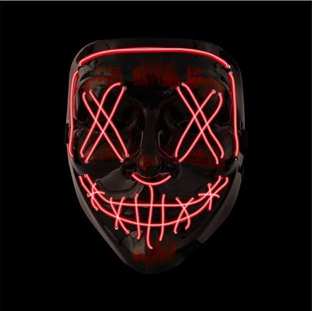 Halloween Maske Purge LED rot - Kostümmaske steuerbar für Produktbild 