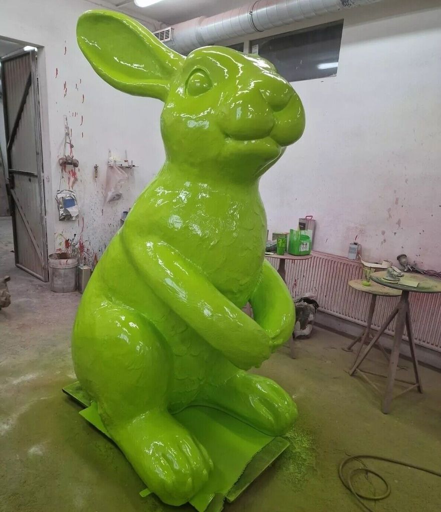 XL Premium Hase lebensgross 115 cm hoch Osterhase-Ostern-Garten Deko Figur grün