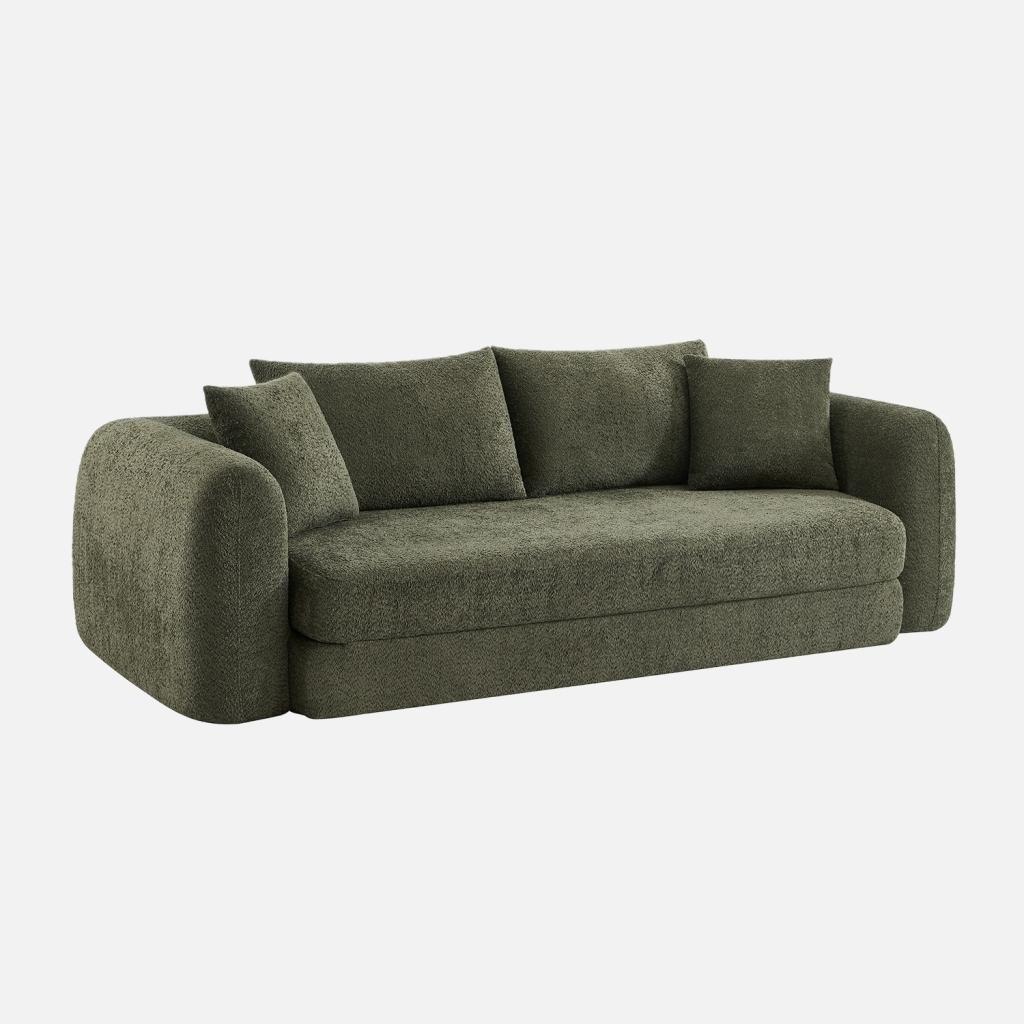 sweeek - 3-Sitzer-Schlafsofa  - Khaki Produktbild 