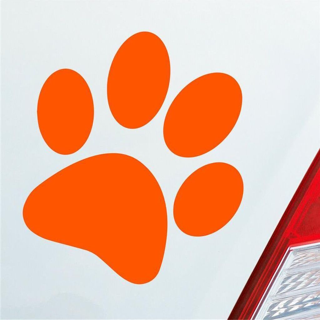 Auto Aufkleber Hundepfote Pfote Hund Fote Tatze 10x11 cm Orange Sticker Heckscheibenaufkleber