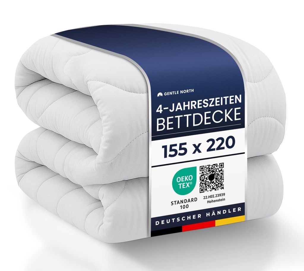 Gentle North Bettdecke 155x220 als Schlafdecke - 4-Jahreszeiten Bettdecke für Allergiker geeignet - Weiche Steppdecke - Besonders Flauschig & wasc...