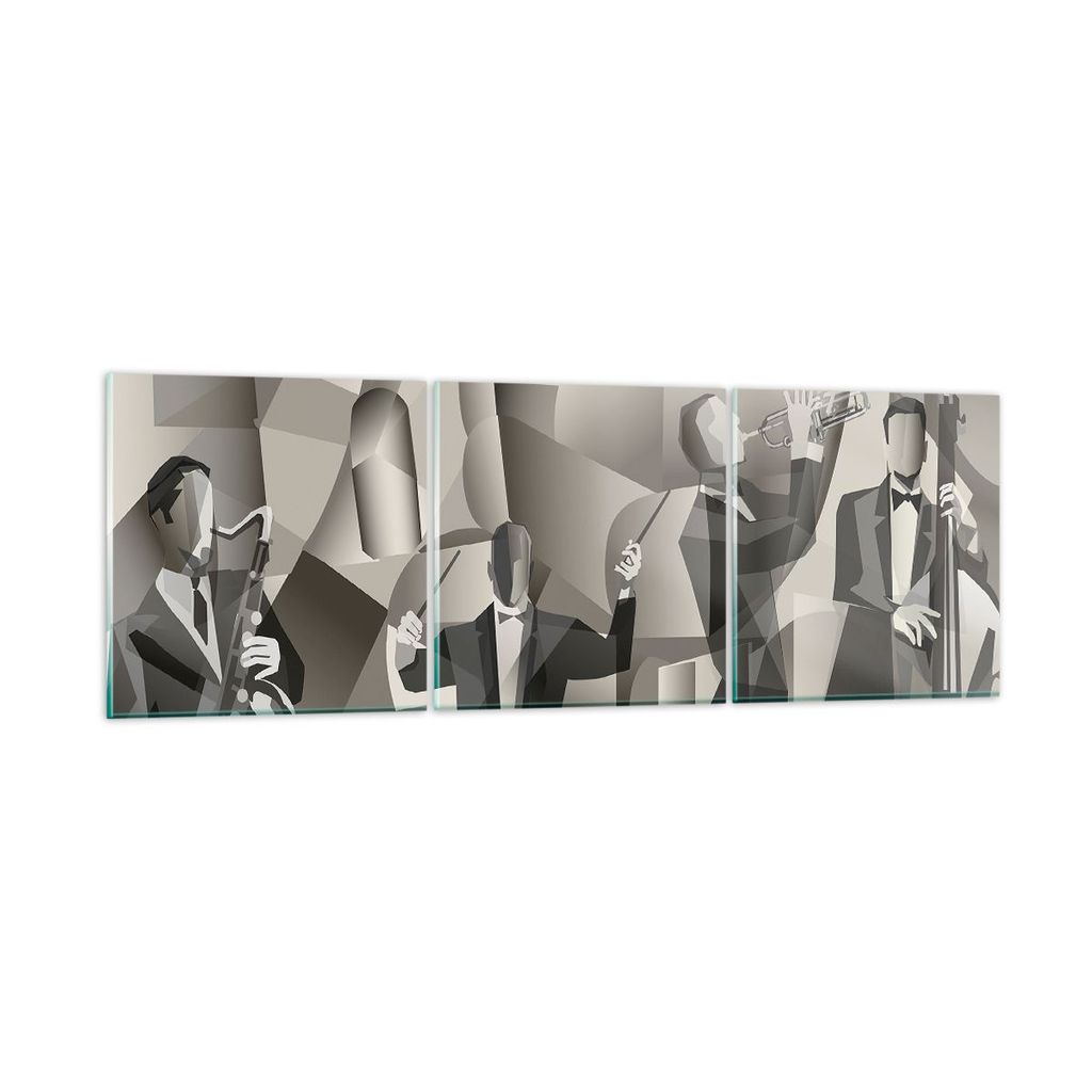 Bilder auf glas - Jazz Musik Musiker - 150x50cm - Glasbilder - Wandbilder - Kunstdruck - zum Aufhängen bereit - Wanddekoration aus Glas - Glas Bil...