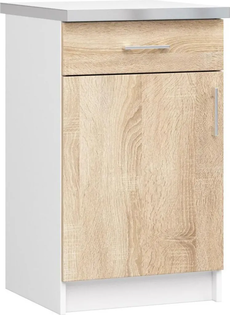 Aménager sa cuisine avec le meuble bas TRIVORA 50 cm en blanc et bois
