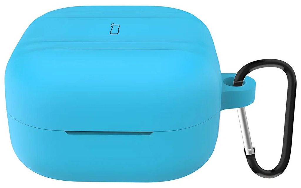 Silikonhülle mit Karabiner für Galaxy Buds 4 / 4 Pro, Bizon Case Headphone Silicone, Hellblau