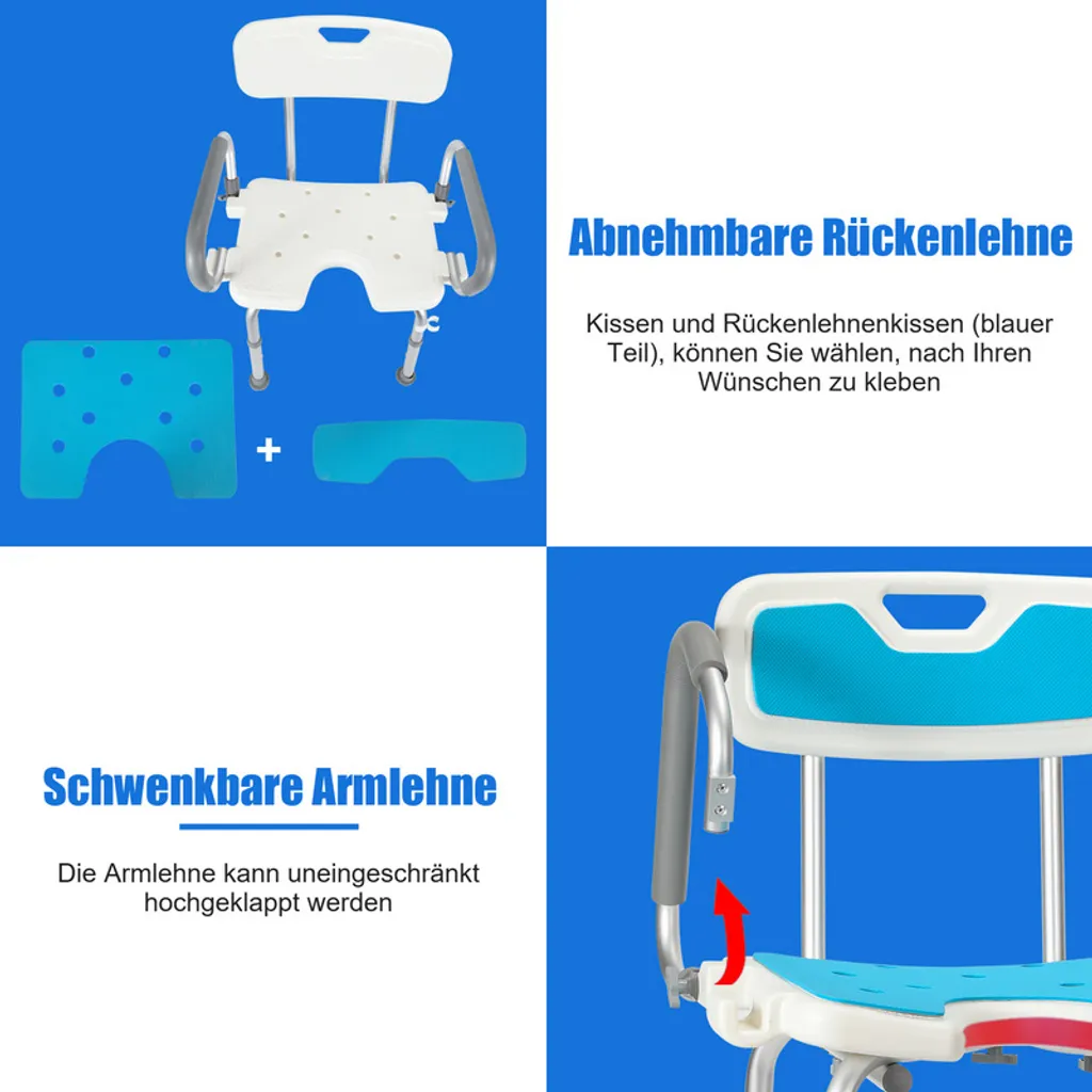 Tabouret de Bain pour Personne à Mobilité Réduite Hauteur Ajustable
